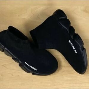 Balenciaga Men's Black Knit Sneakers